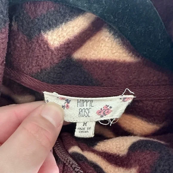 Hippie Rose Burgundy Geometric Cowl Neck Sweater - Picture 2 of 2